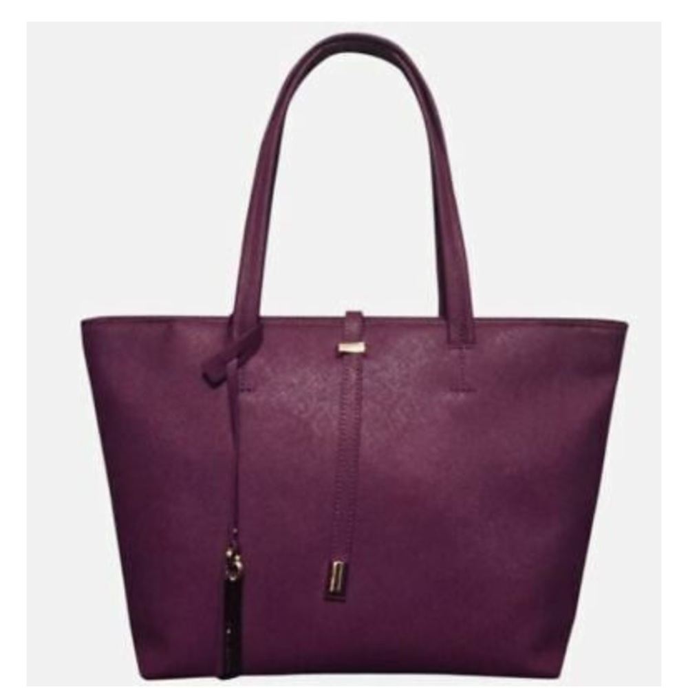 Vince Camuto Saffiano Leather Tote Bag Leila Plum